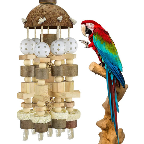 Natural Wooden Blocks Bird Chewing Toy